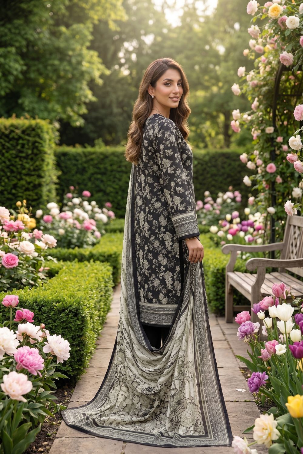 Mushtaq 3Pcs Unstitched Printed Lawn Alizy Collection Desgin - 12