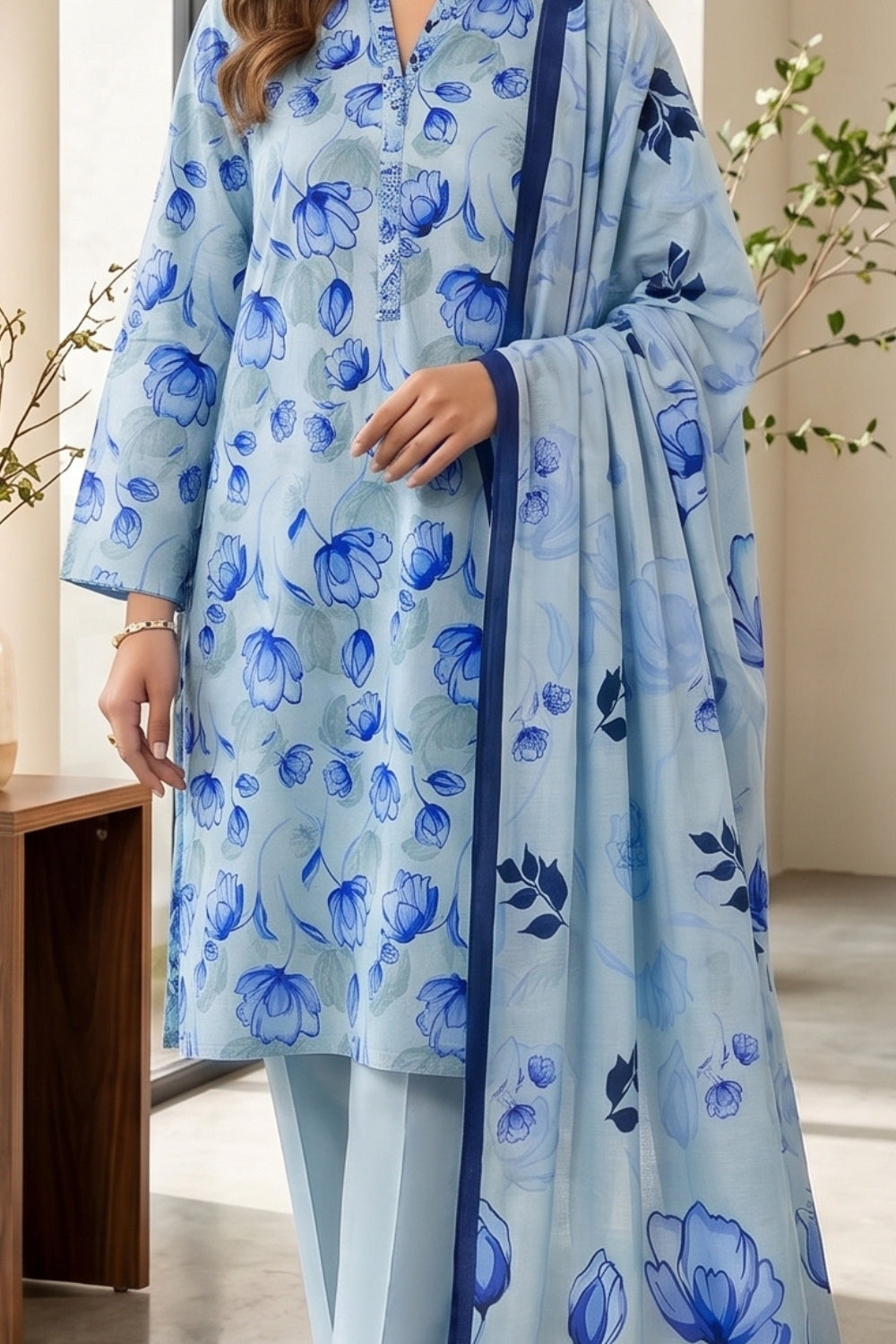 Mushtaq 3Pcs Unstitched Printed Lawn Suit Rooh Posh Collection Desgin - 6