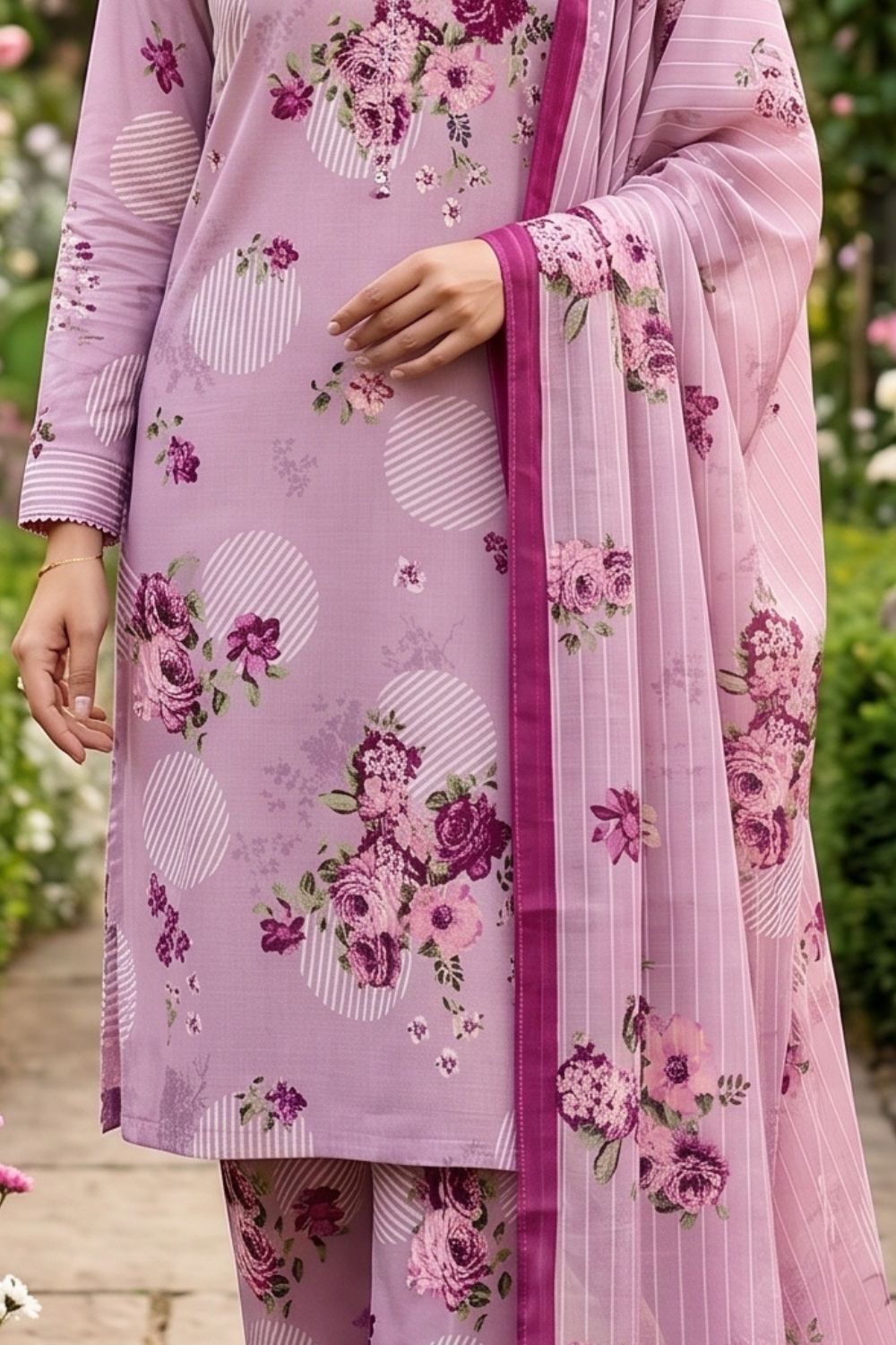 Mushtaq 3Pcs Unstitched Printed Lawn Ansaa Collection Desgin - 6