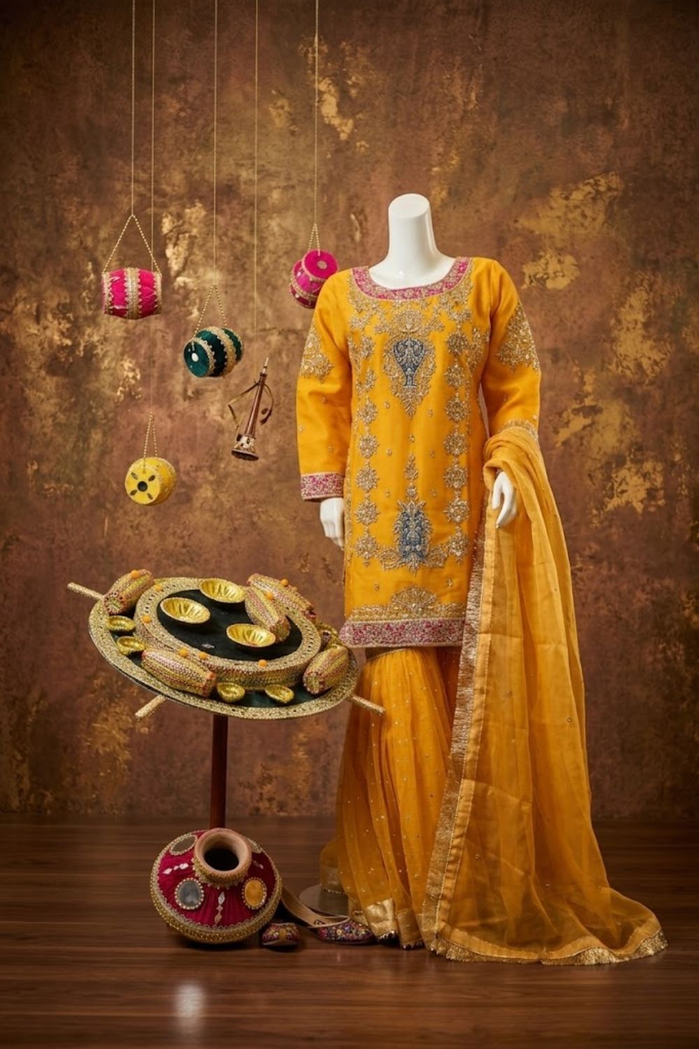 Zar Mehndi Bridal Wear by MCS Unstitched Handmade Organza Mehndi Wear Collection