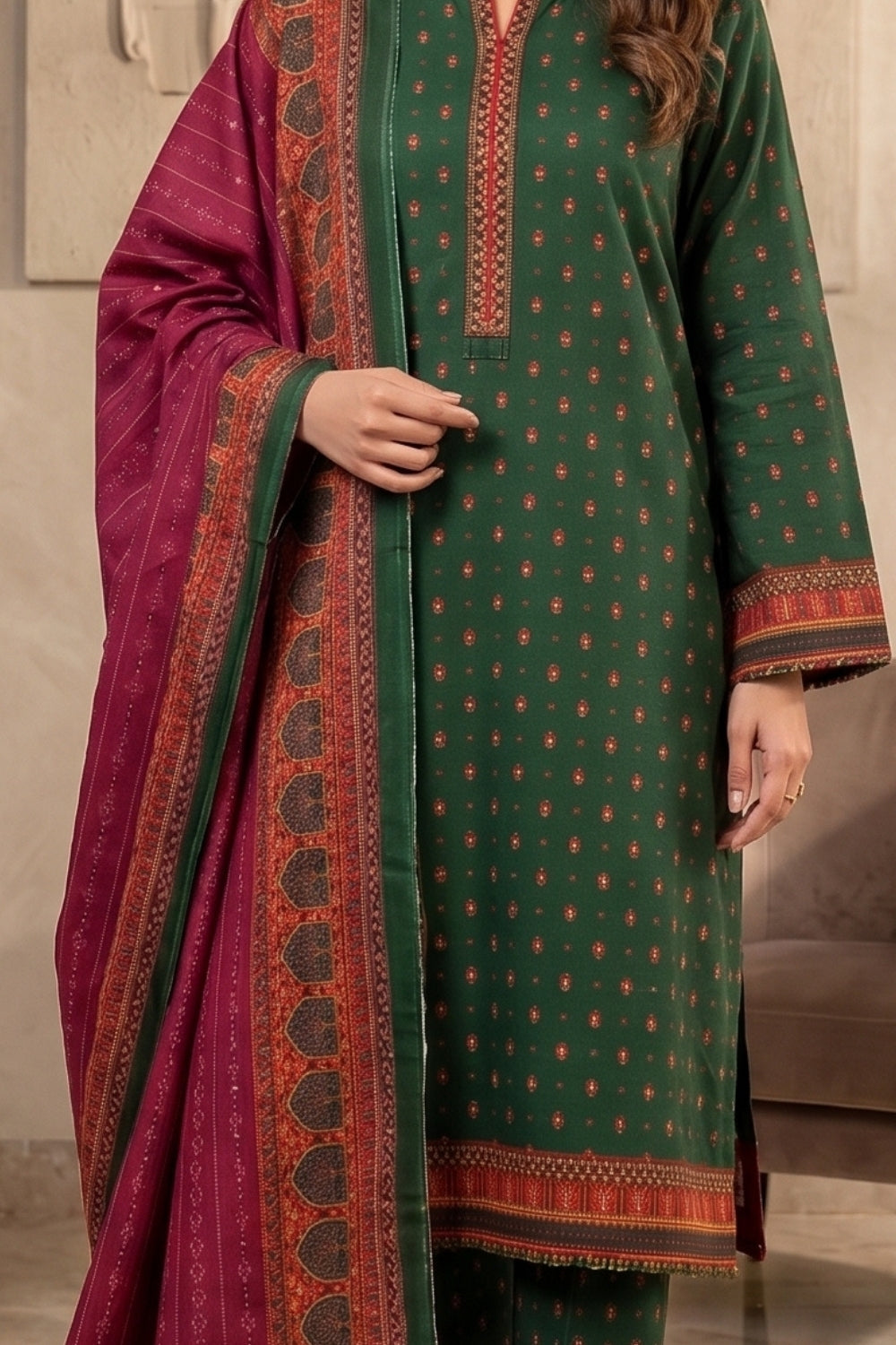 Mushtaq 3Pcs Unstitched Cotton Suit Hiba Collection Desgin - 6