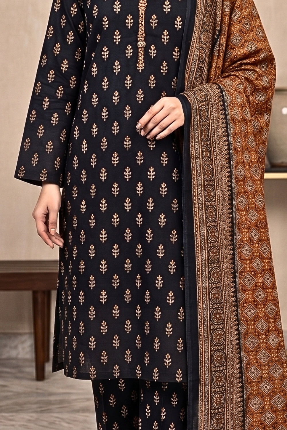 Mushtaq 3Pcs Unstitched Printed Khaddar Desgin - 6
