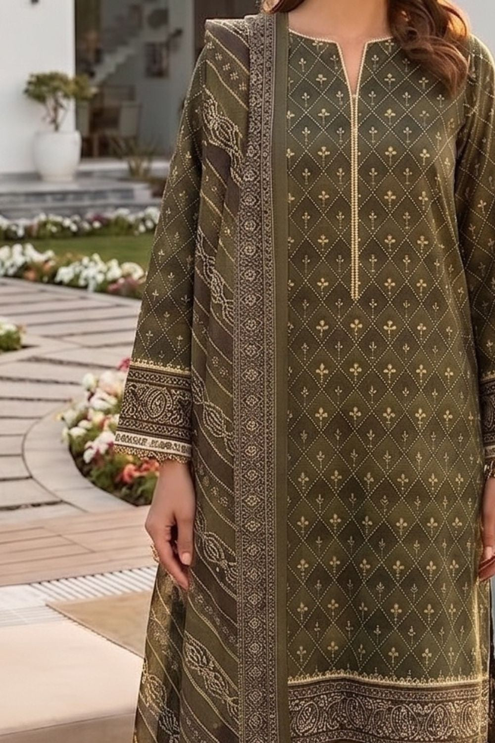 Mushtaq 3Pcs Unstitched Printed Lawn Sapphire Collection Desgin - 16