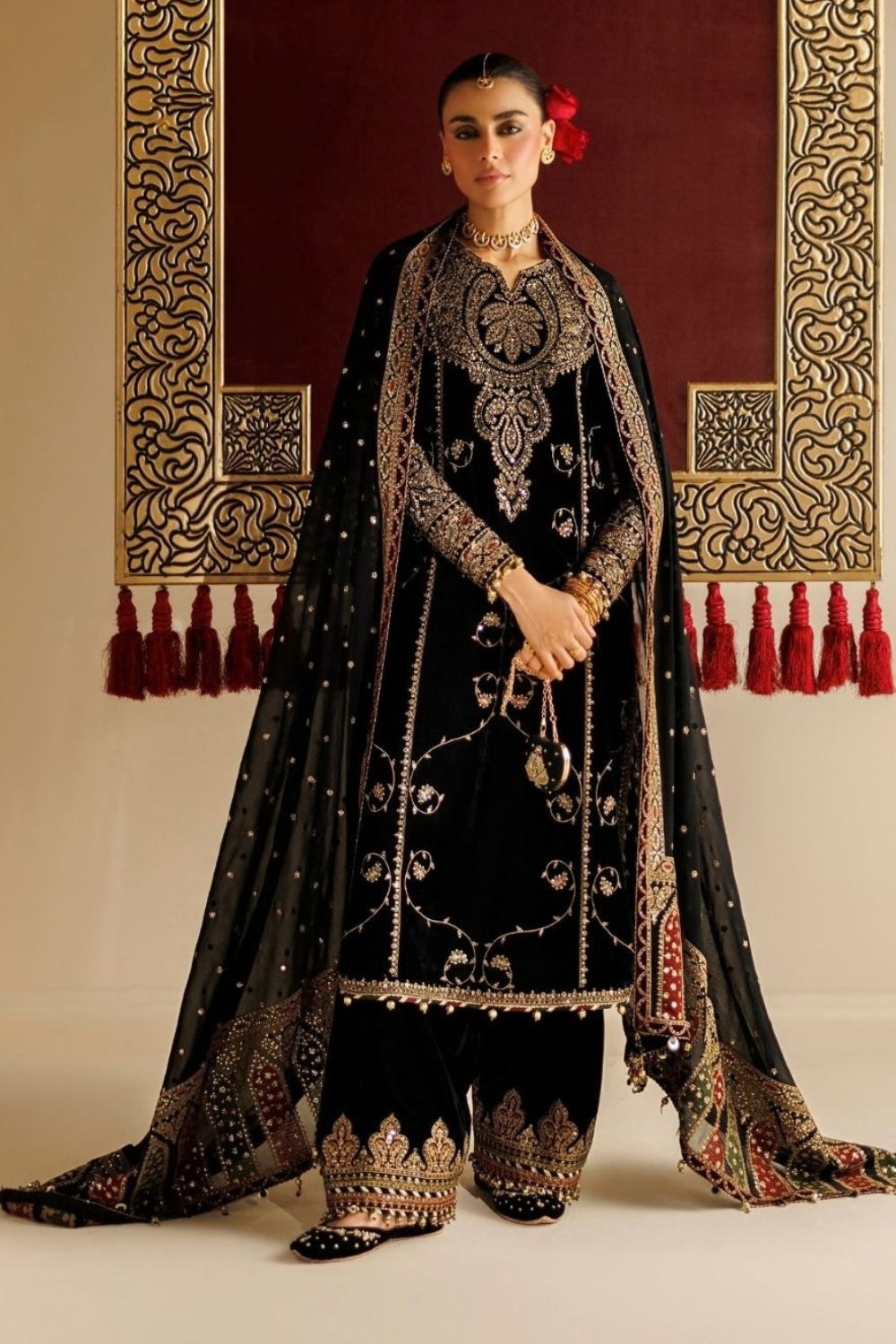 Jazmin Chandni 3 Piece Unstitched Embroidered Velvet Suit CVF26-D05