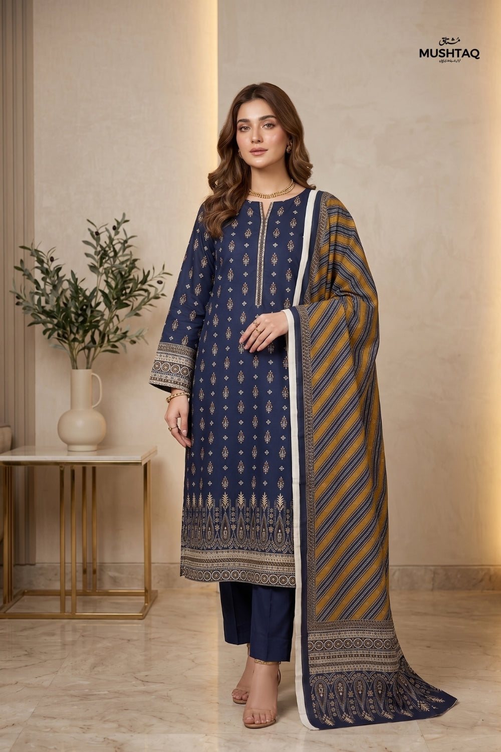 Mushtaq 3Pcs Unstitched Cotton Suit Hiba Collection Desgin - 7