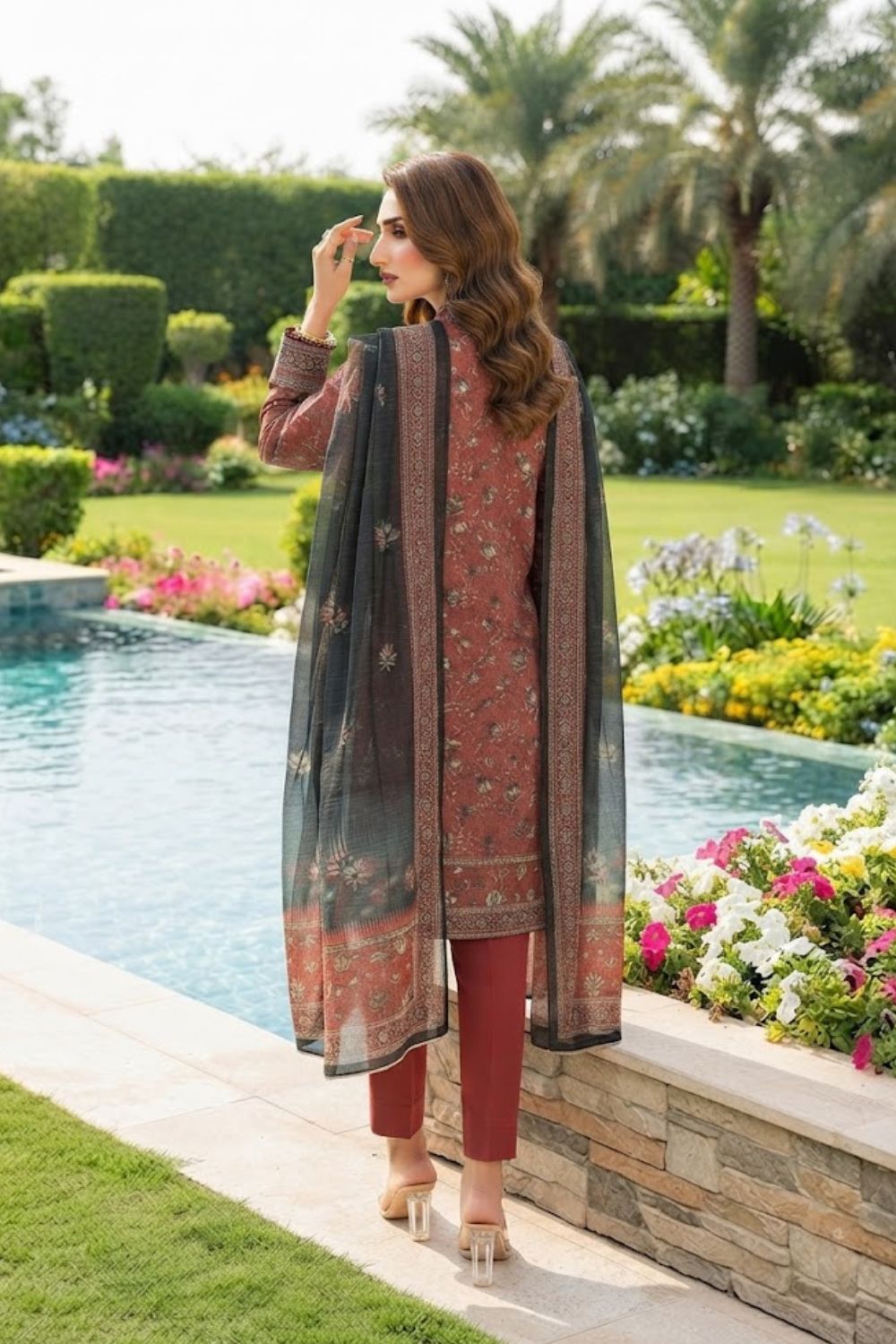 Mushtaq 3Pcs Unstitched Printed Lawn Aizal Collection Desgin - 5