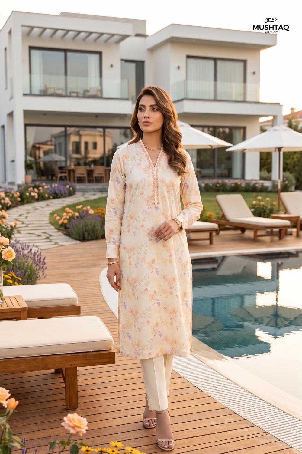 Mushtaq 2Pcs Unstitched Embroidered Lawn Riwayat Collection Desgin - 7