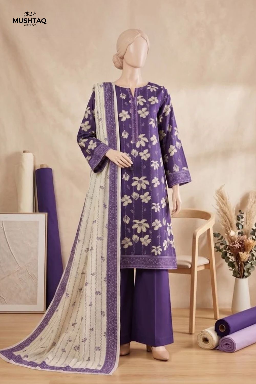 Mushtaq Mahrosh Collection 3Pcs Unstitched Printed Lawn Desgin - 7