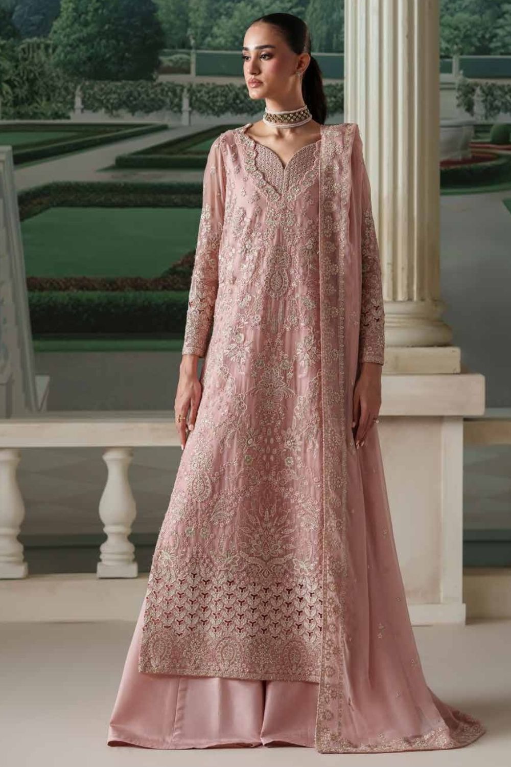 Emaan Adeel Modern Heirloom 3Pcs Unstitched Chiffon Collection ANTIQUE BLUSH