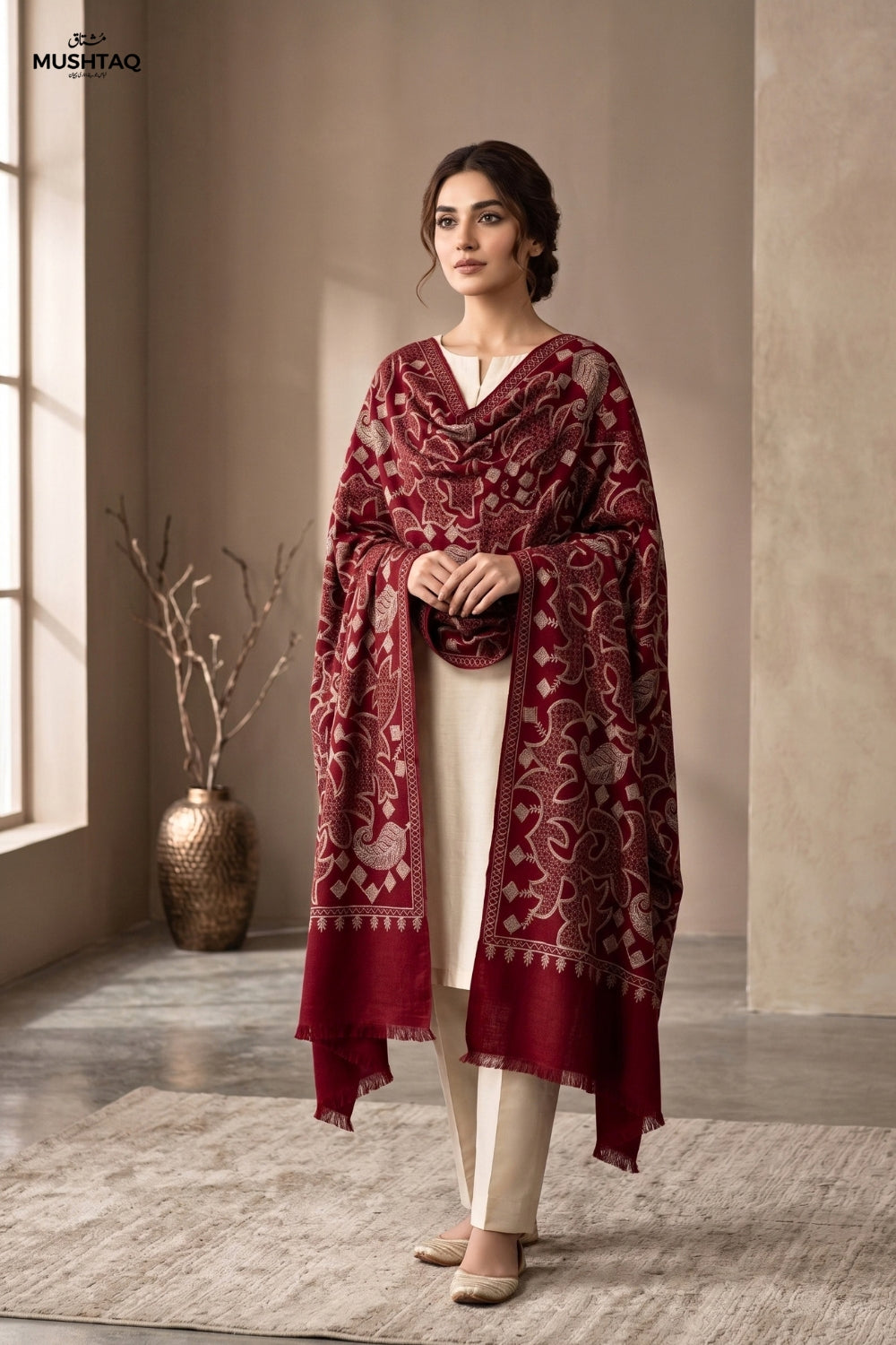 Embroiderd Pashmina Shawl Desgin - 1