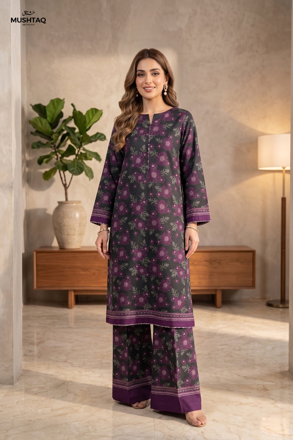 2Pcs Unstitched Printed Khaddar Eshal Collection Desgin - 1