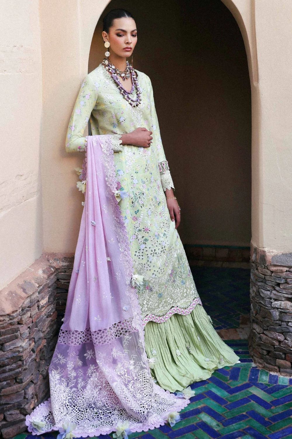 Reine by Republic Womenswear Unstitched Embroidered Luxury Lawn 3 Piece Suit Perla - Eid Collection