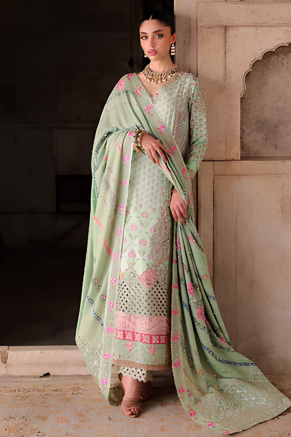 Saira Shakira Unstitched Wedding Collection LOTUS-Green