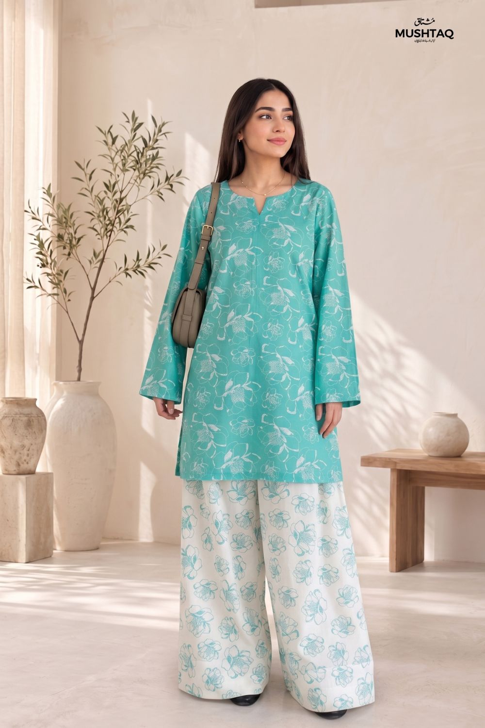 2Pcs Unstitched Printed Dur-e-Fishan Lawn Collection Desgin - 1