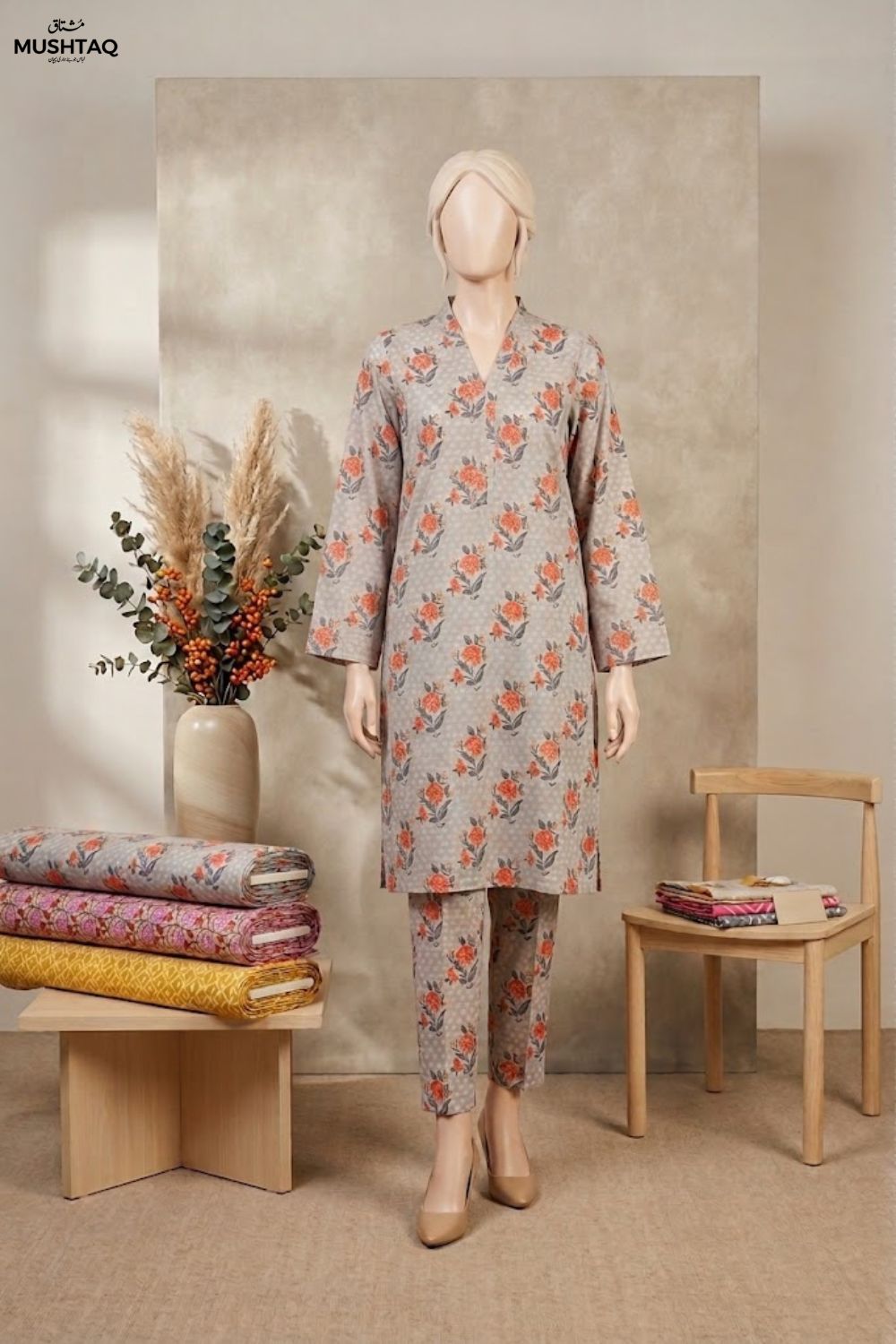 Mushtaq Gull Collection 2Pcs Printed Proshia Lawn Desgin - 3