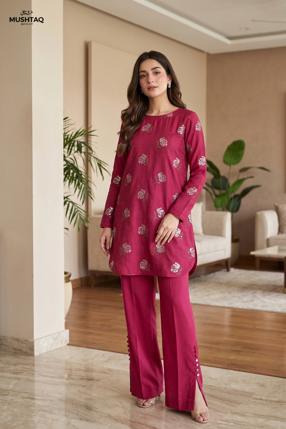 Mushtaq 2Pcs Unstitched Marina Facy Zuna Collection Desgin - 1