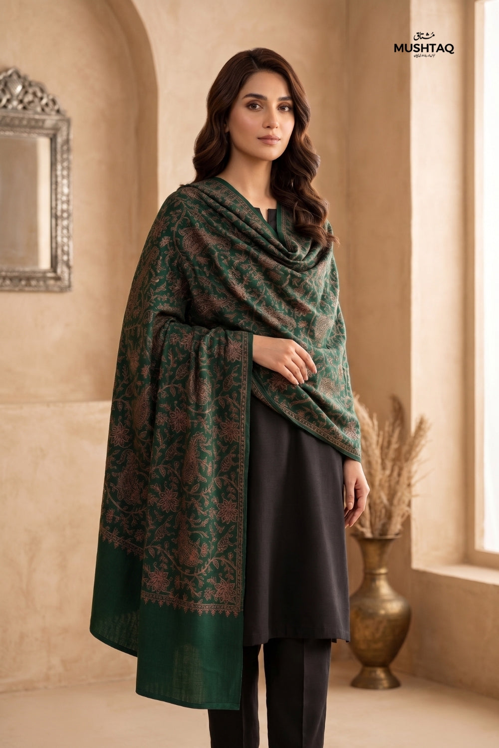 Winter Pashmina Embroidery Shawl Desgin - 1