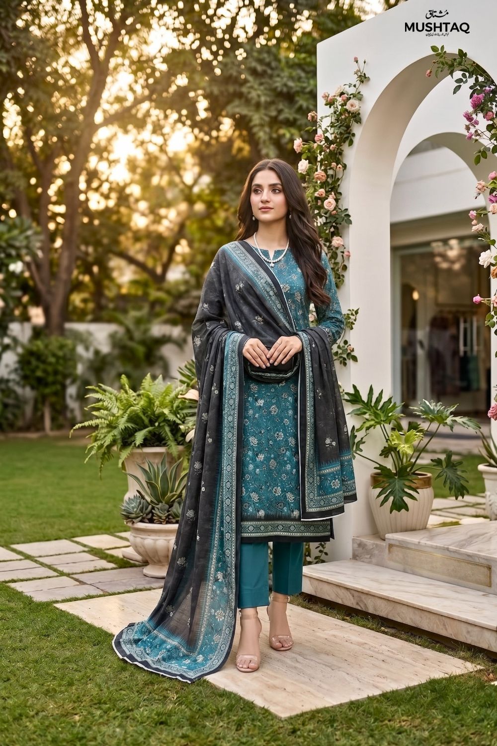 Mushtaq 3Pcs Unstitched Printed Lawn Rahaa Collection Desgin - 1