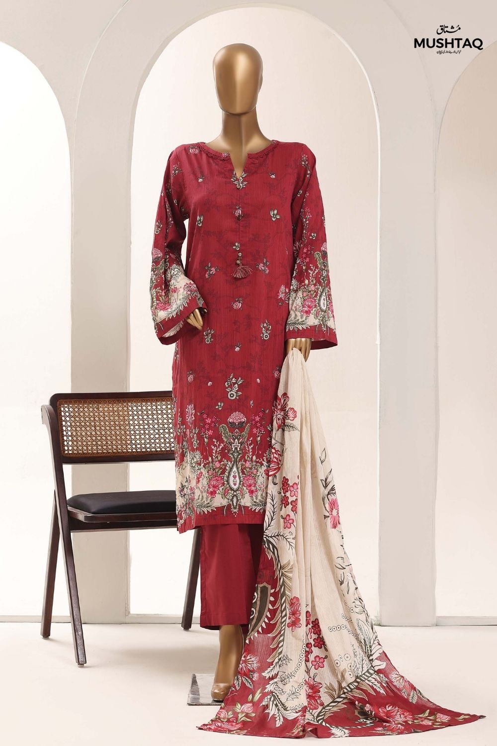Mushtaq 3Pcs Unstitched Printed Lawn Sadabahar Collection Desgin - 1