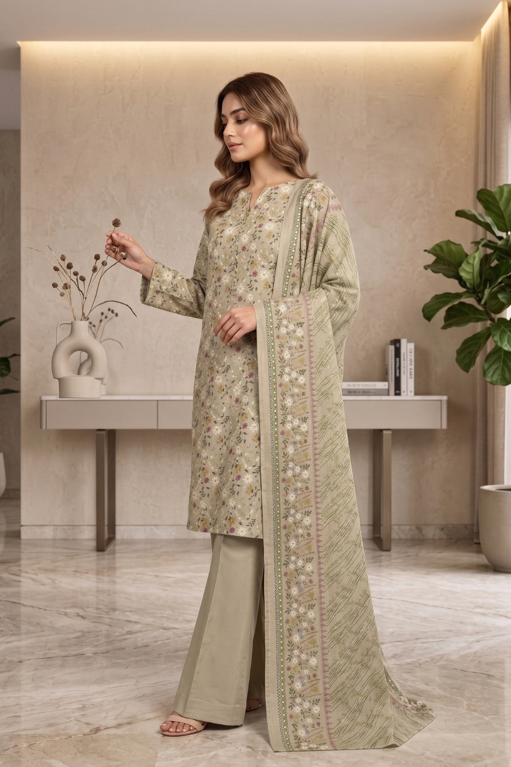 Mushtaq 3Pcs Unstitched Cotton Bella Kt Collection Desgin - 7