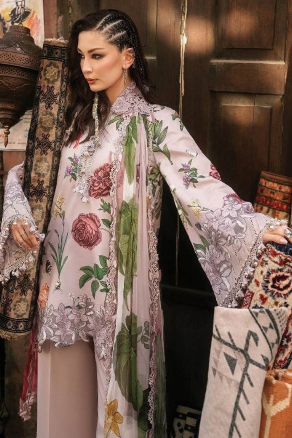 Maria B 3 Piece Unstitched Embroidered Cambric Suit MPT-3109-A