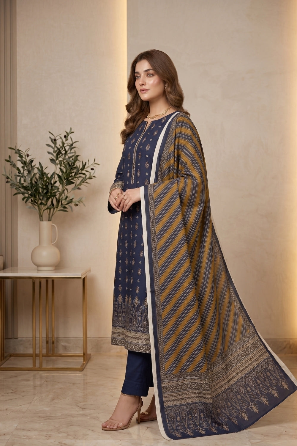 Mushtaq 3Pcs Unstitched Cotton Suit Hiba Collection Desgin - 7