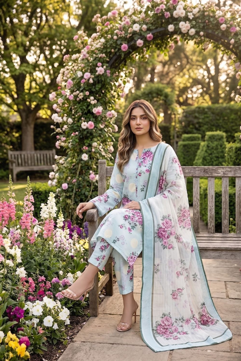 Mushtaq 3Pcs Unstitched Printed Lawn Ansaa Collection Desgin - 7