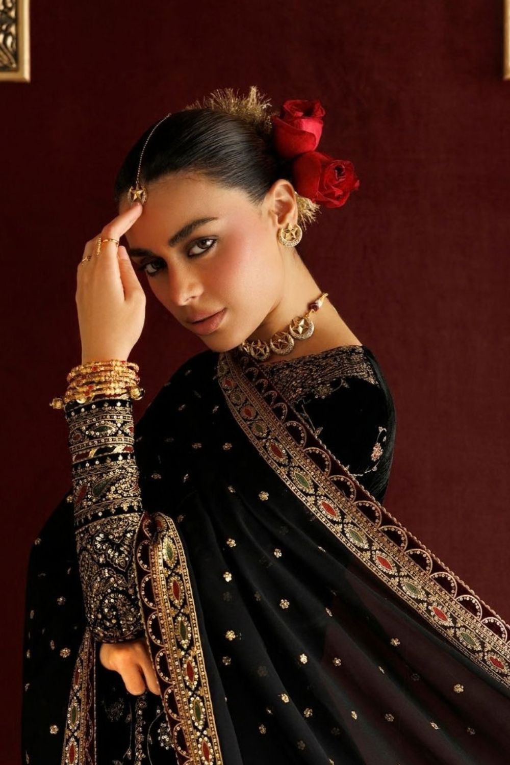 Jazmin Chandni 3 Piece Unstitched Embroidered Velvet Suit CVF26-D05