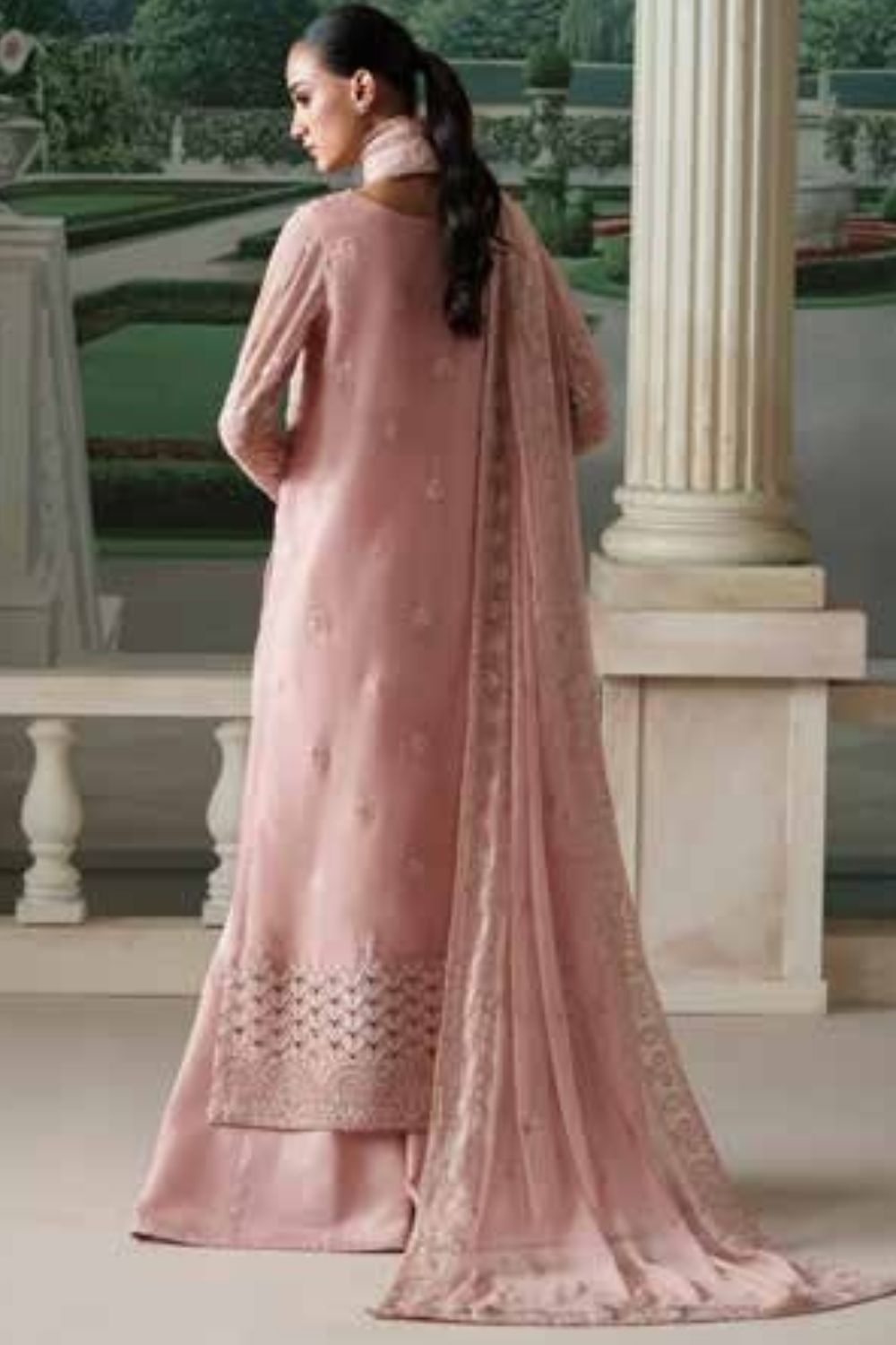 Emaan Adeel Modern Heirloom 3Pcs Unstitched Chiffon Collection ANTIQUE BLUSH
