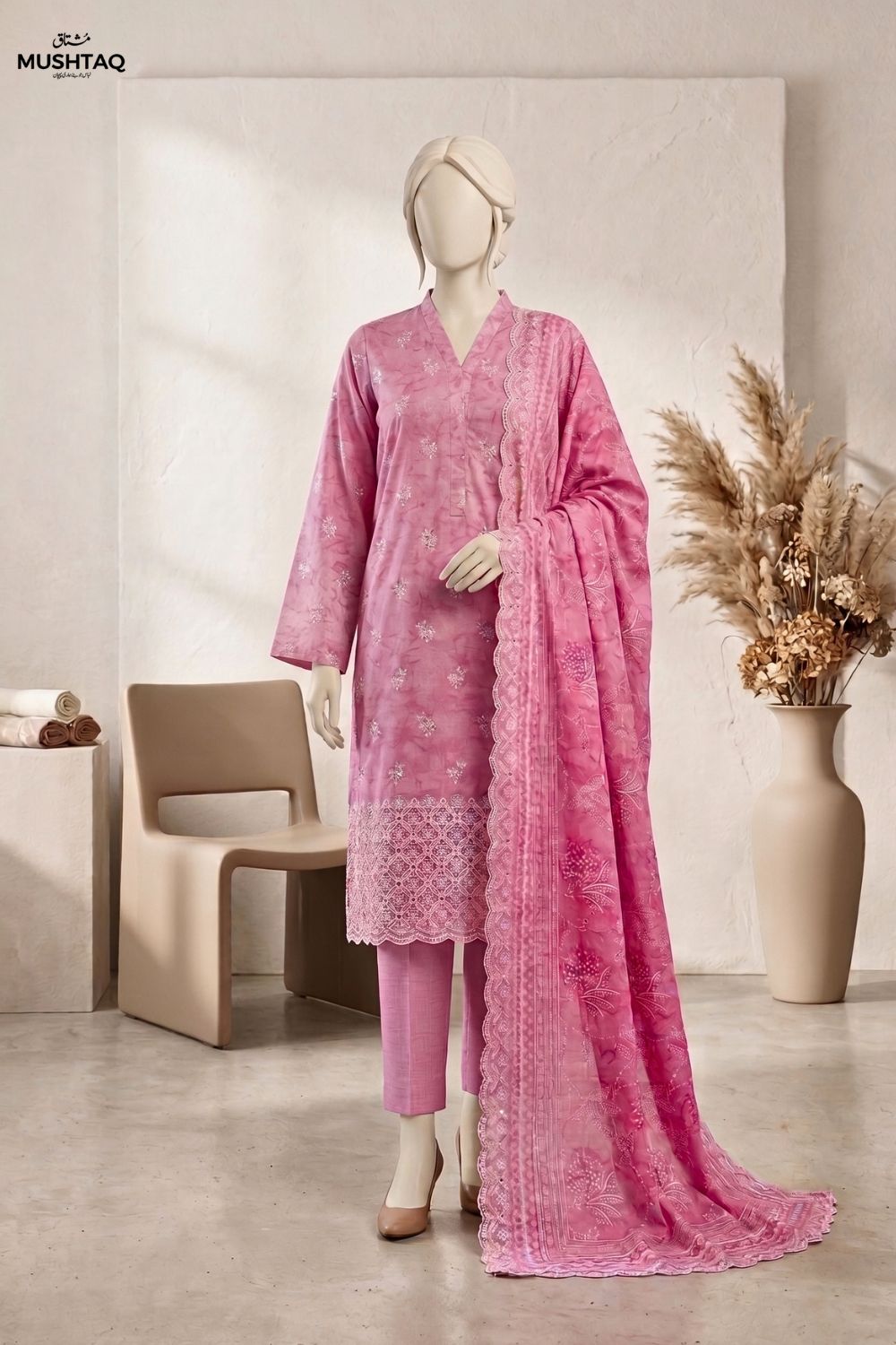 Mushtaq Dastaan Collection 3Pcs Unstitched Embroidered Lawn Desgin - 7