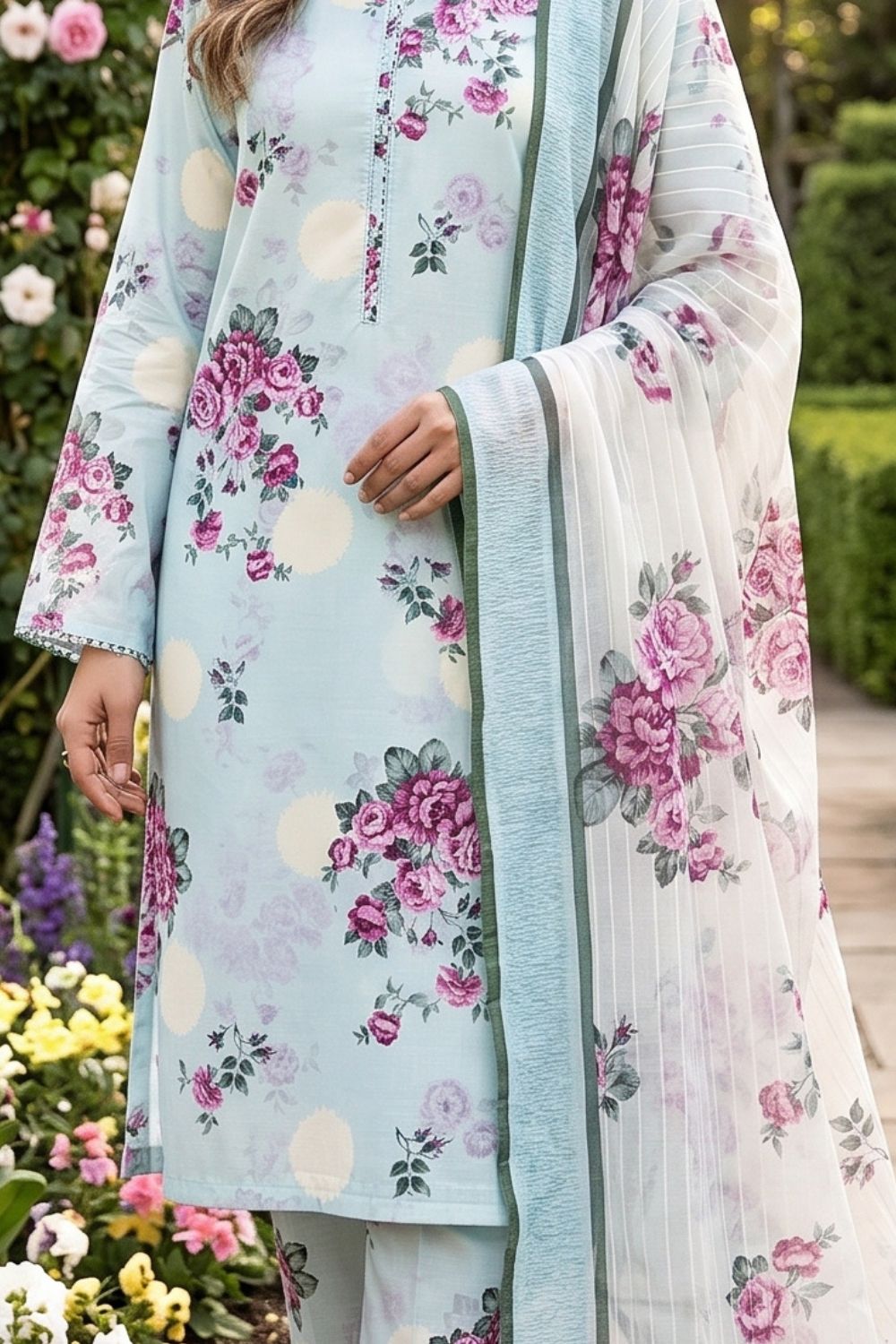 Mushtaq 3Pcs Unstitched Printed Lawn Ansaa Collection Desgin - 7