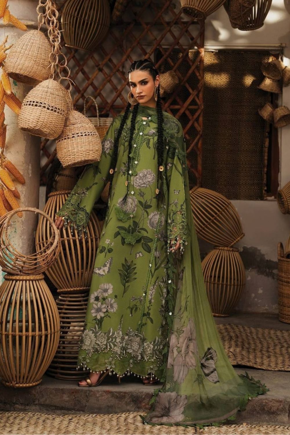 Maria B 3 Piece Unstitched Embroidered Cambric Suit MPT-3109-B