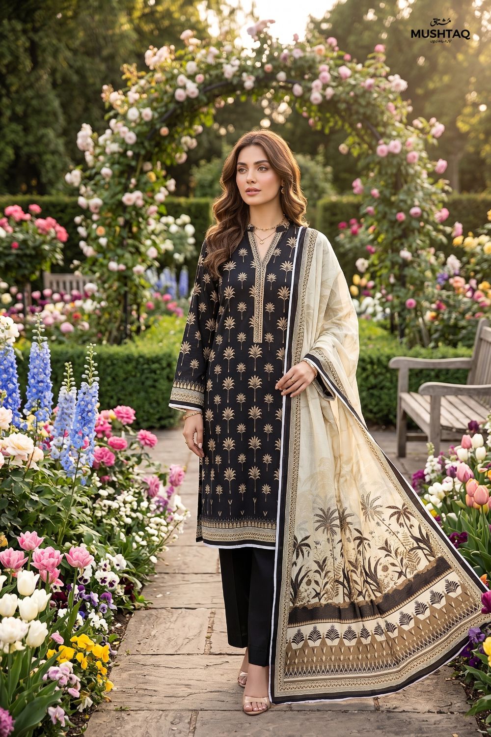 Mushtaq 3Pcs Unstitched Printed Lawn Suit Aiman Collection Desgin - 8