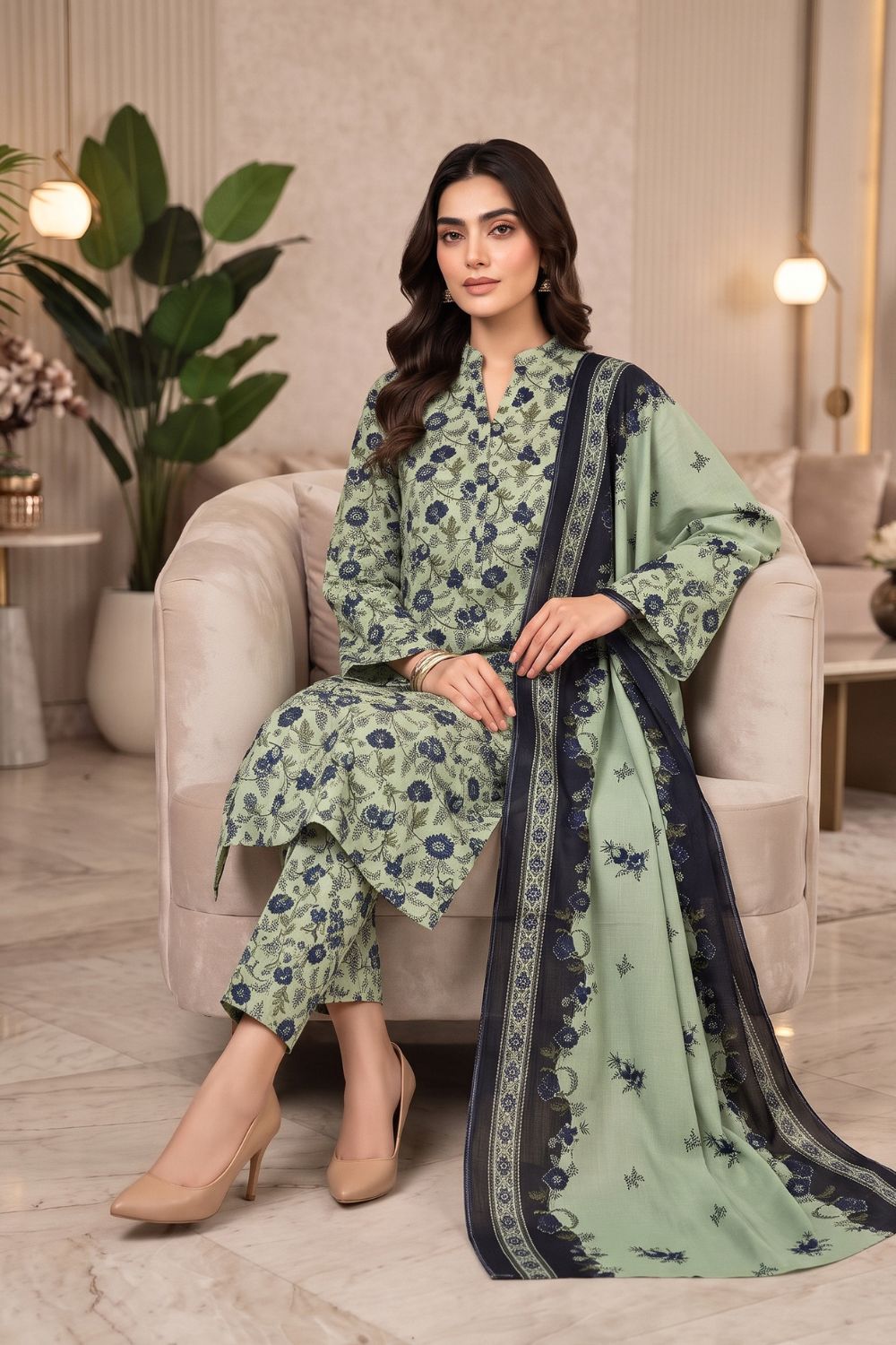 Mushtaq 3Pcs Unstitched Printed Khaddar Dilara Collection Desgin - 8
