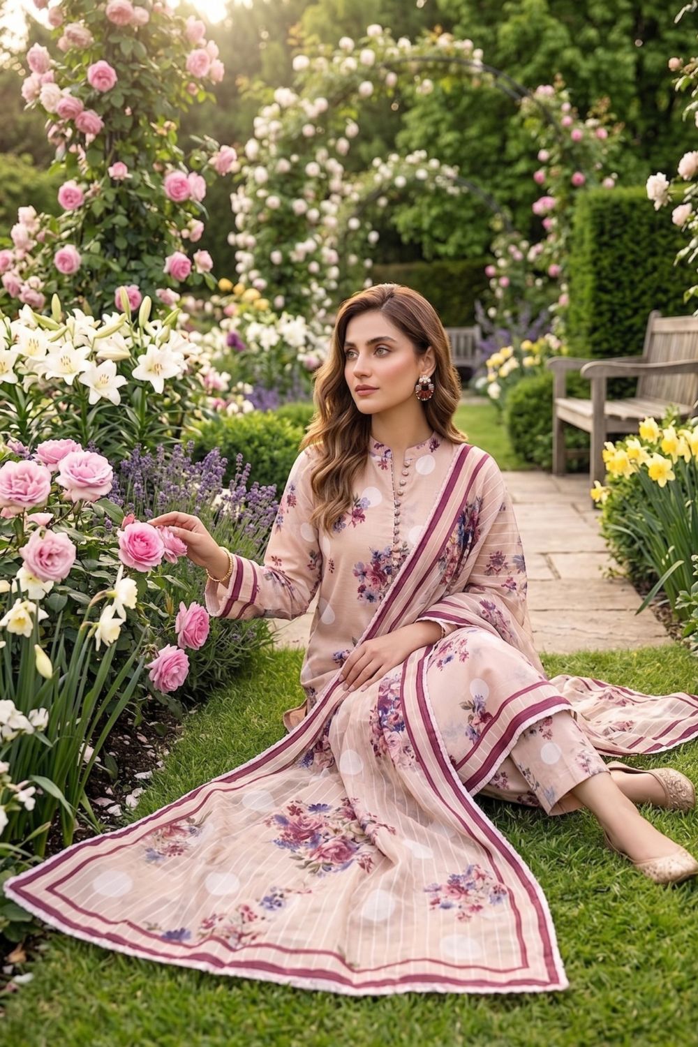 Mushtaq 3Pcs Unstitched Printed Lawn Ansaa Collection Desgin - 8