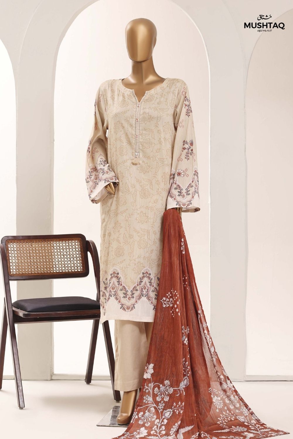 Mushtaq 3Pcs Unstitched Printed Lawn Sadabahar Collection Desgin - 12