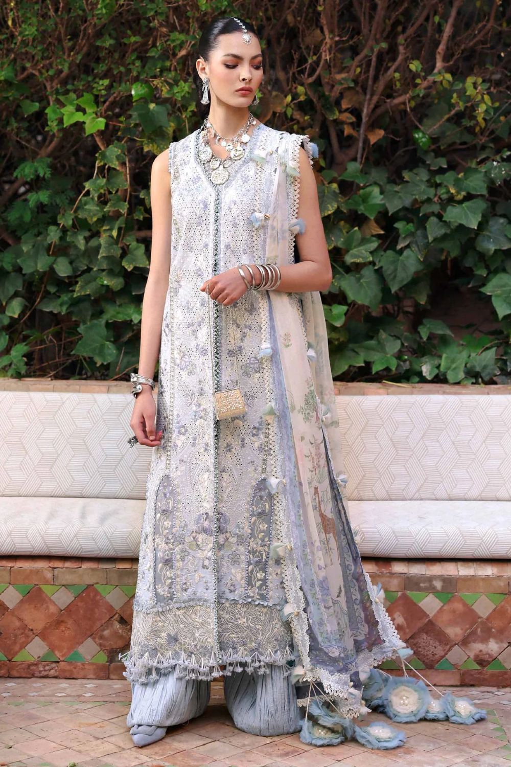 Reine by Republic Womenswear Unstitched Embroidered Luxury Lawn 3 Piece Suit Iris - Eid Collection