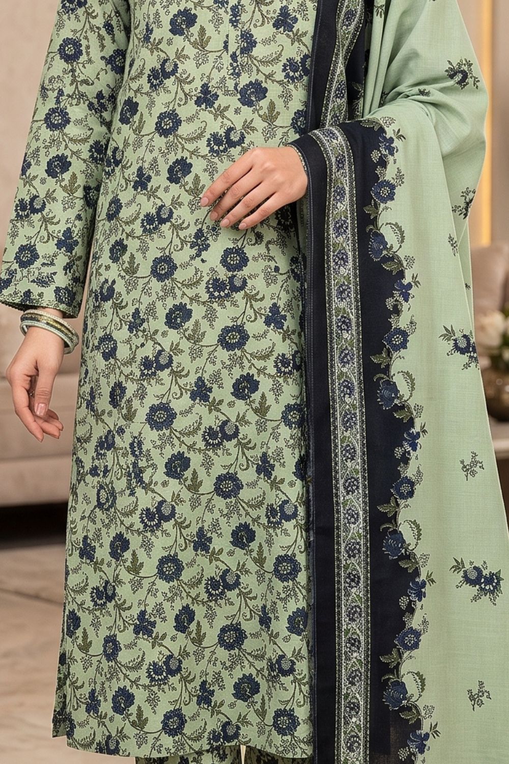 Mushtaq 3Pcs Unstitched Printed Khaddar Dilara Collection Desgin - 8