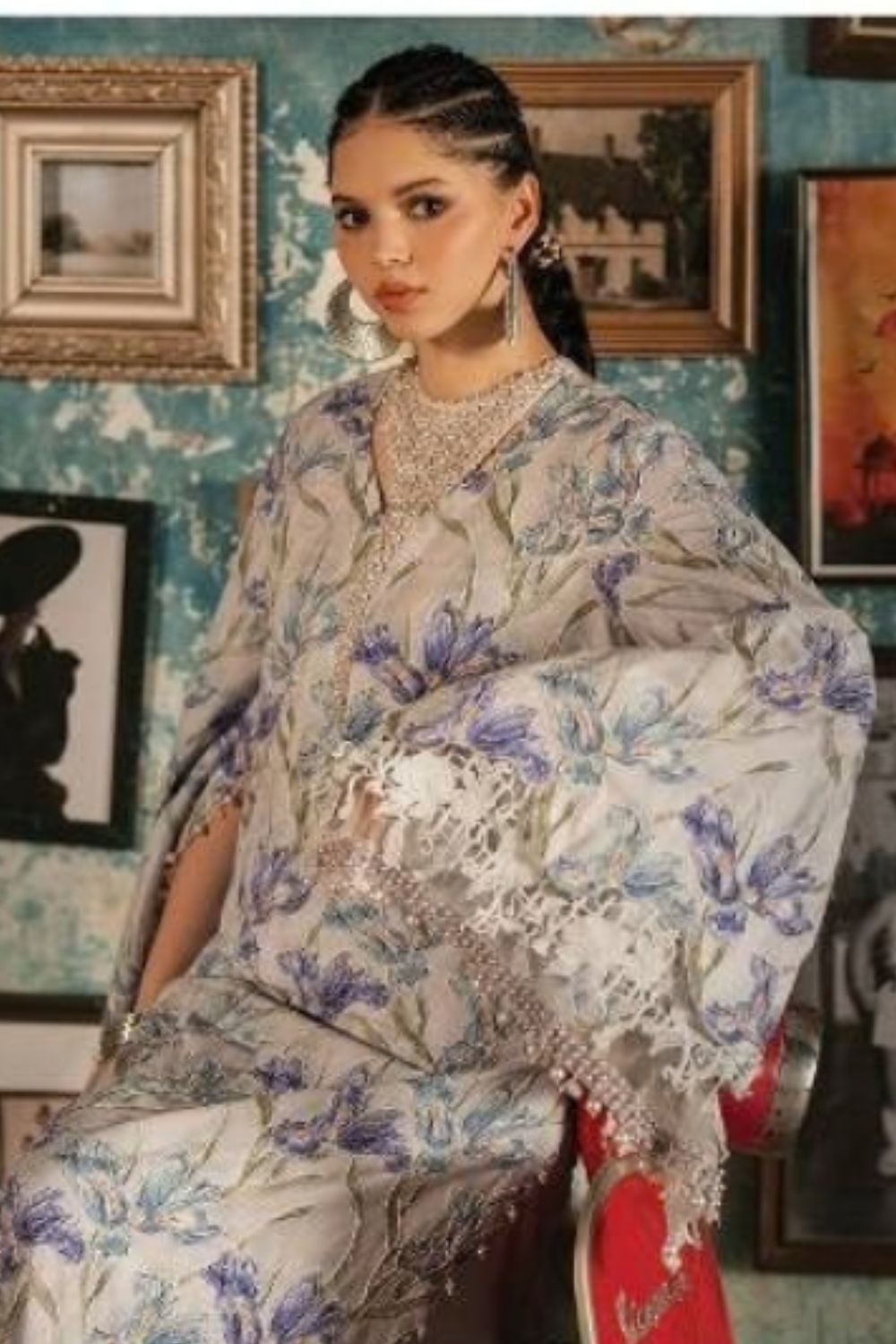 Maria B 3 Piece Unstitched Embroidered Cambric Suit MPT-3104-A