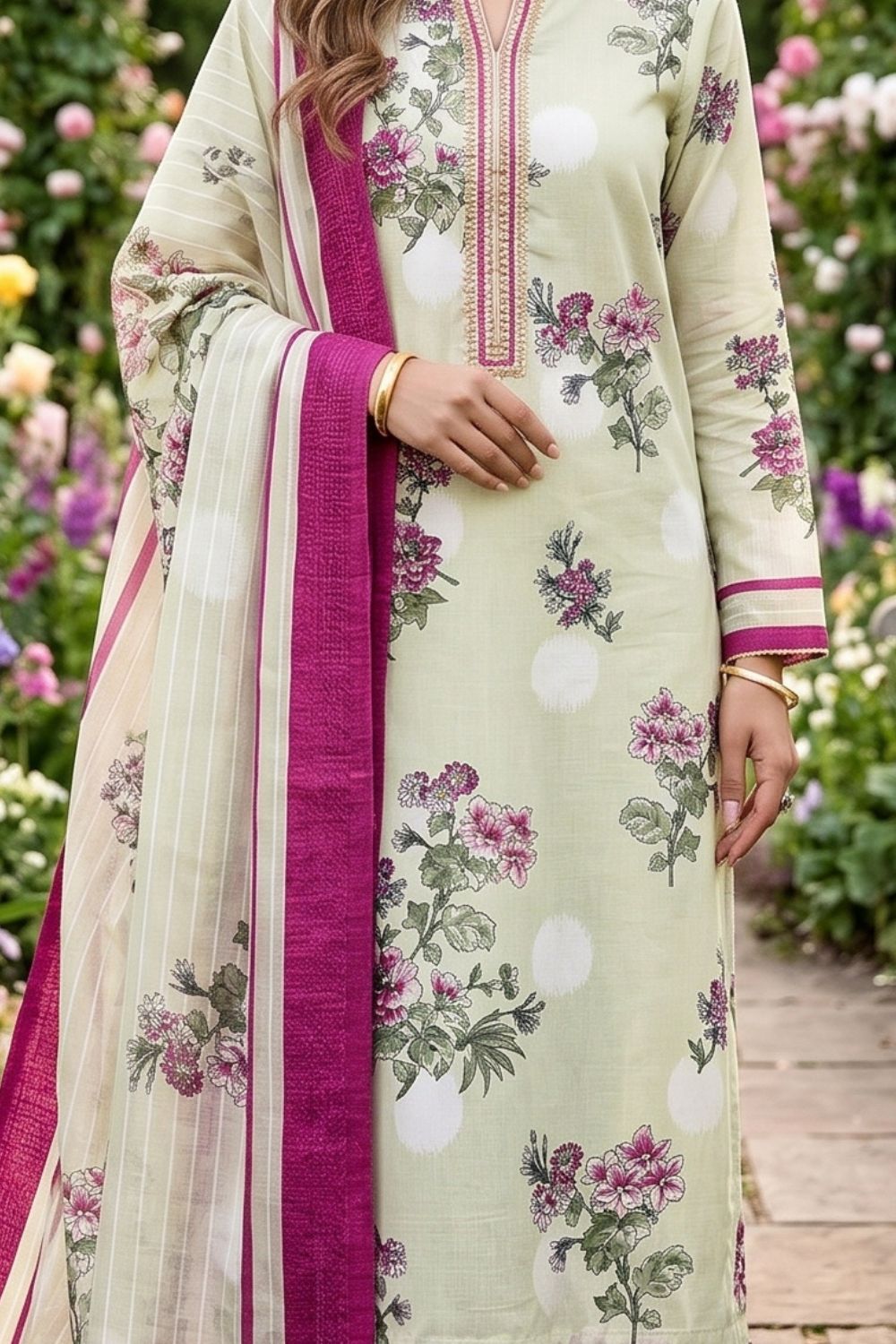 Mushtaq 3Pcs Unstitched Printed Lawn Ansaa Collection Desgin - 9
