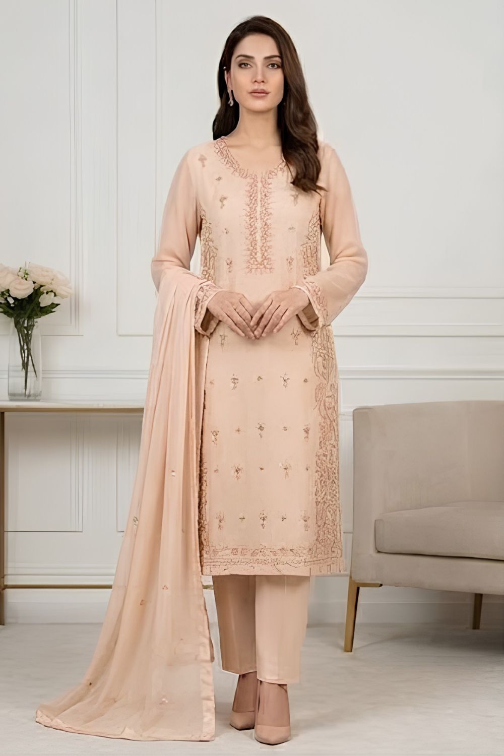 AEN-05 Party Wear by MCS Unstitched Handmade Sheesha Silk Shirt