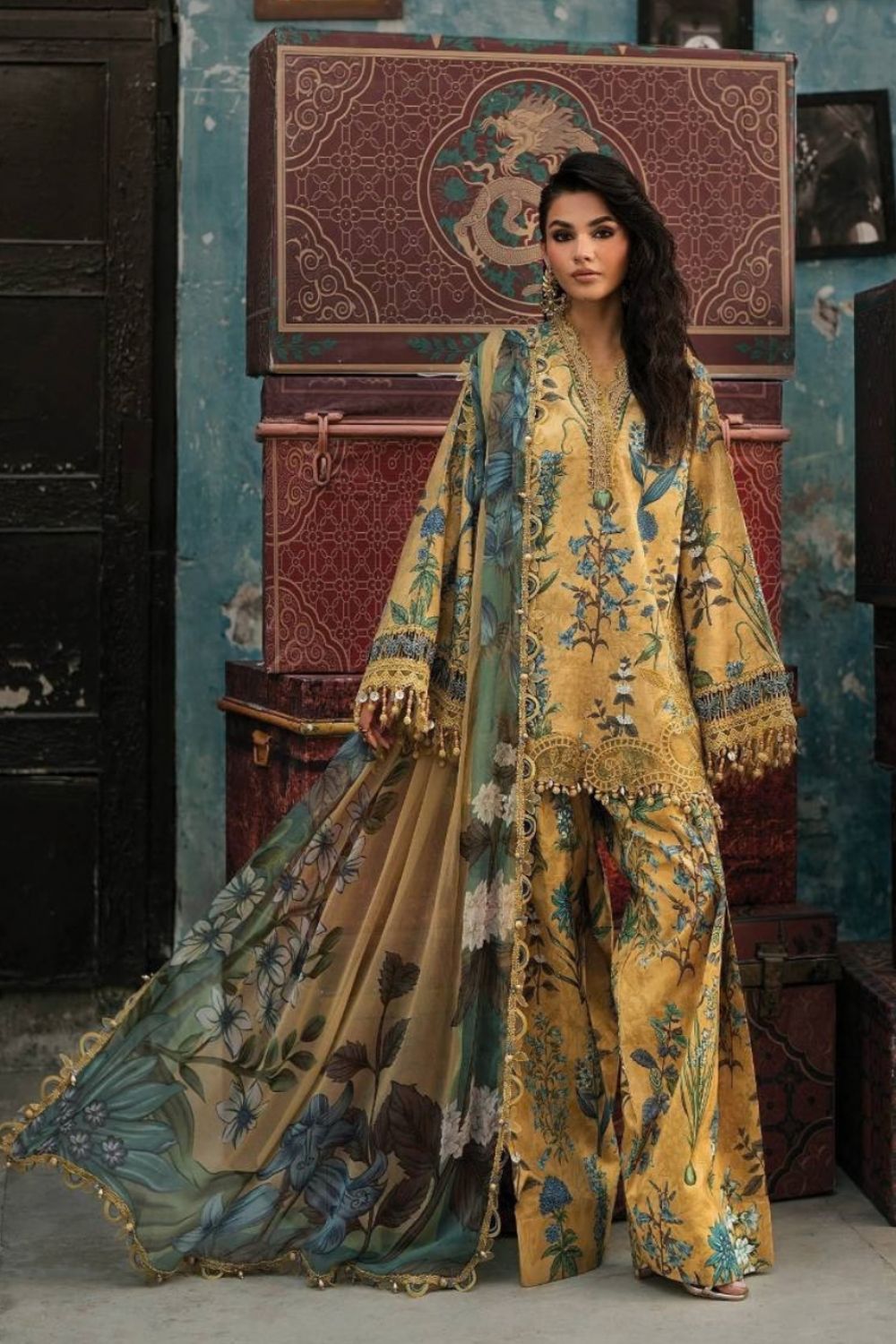 Maria B 3 Piece Unstitched Embroidered Cambric Suit MPT-3106-A