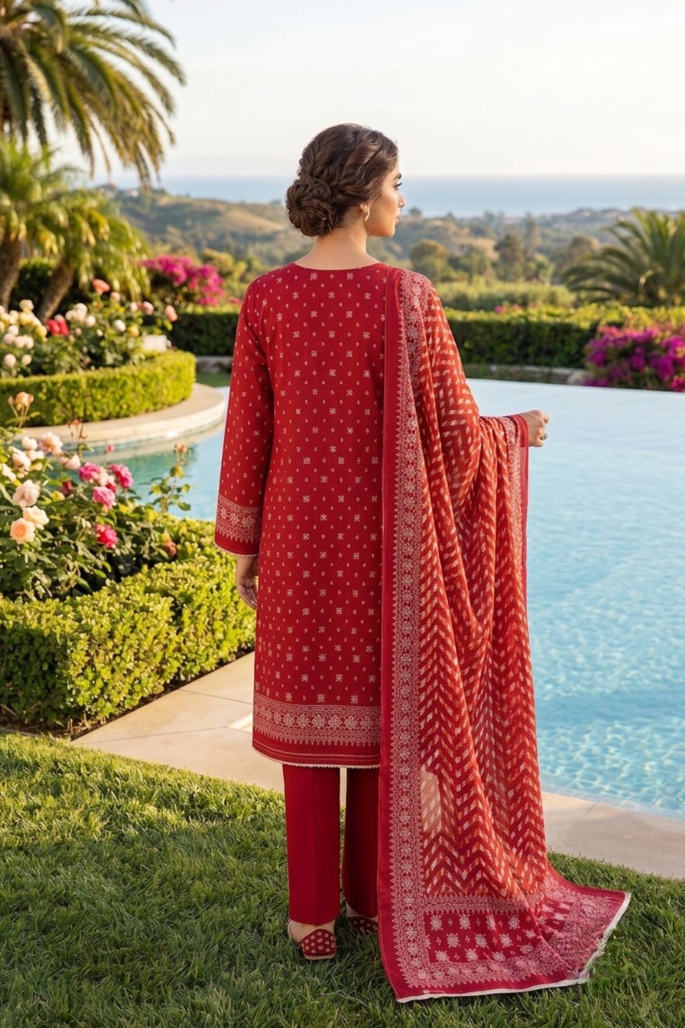 Mushtaq 3Pcs Unstitched Printed Lawn Aizal Collection Desgin - 8