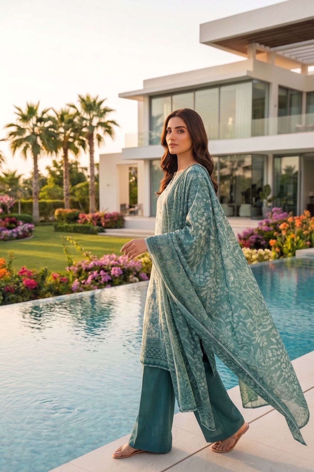 Mushtaq 3Pcs Unstitched Printed Lawn Sapphire Collection Desgin - 10