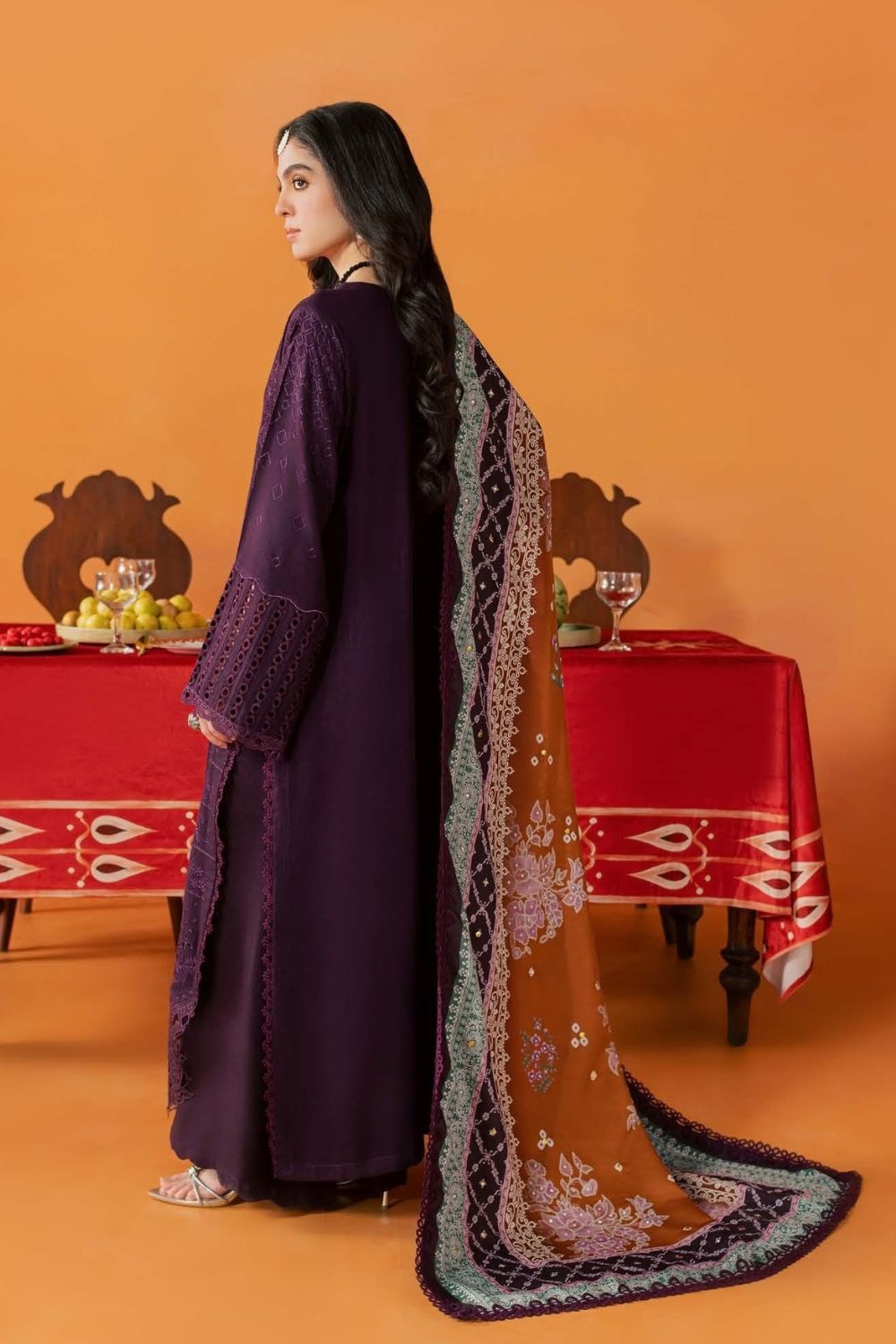 Nureh 3Pcs Unstitched Embroidered Leather Peach Collection NE-288