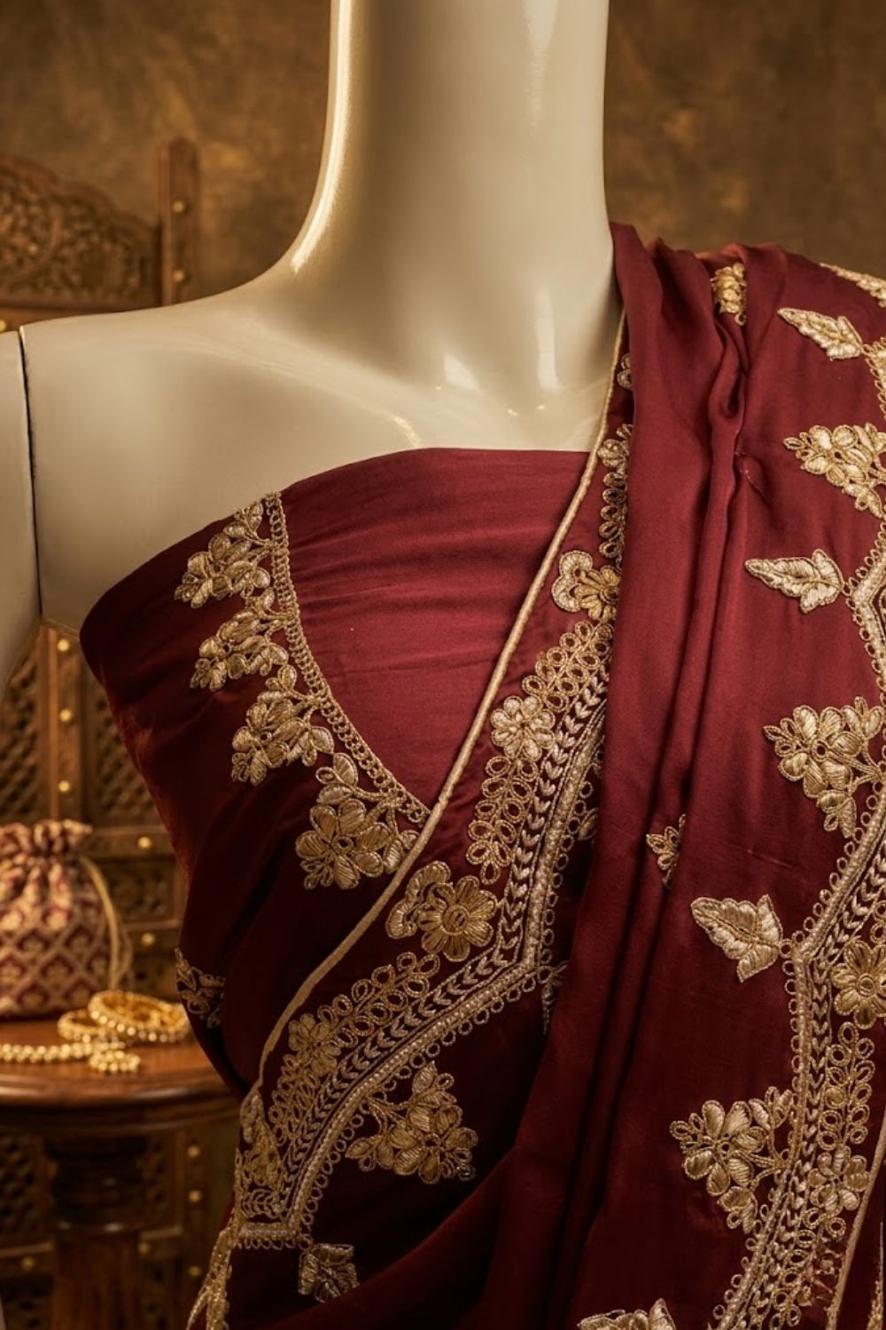 Crystal Charm Bridal Wear by MCS Unstitched Handmade Chiffon Silk Saree Husn-e-Noor