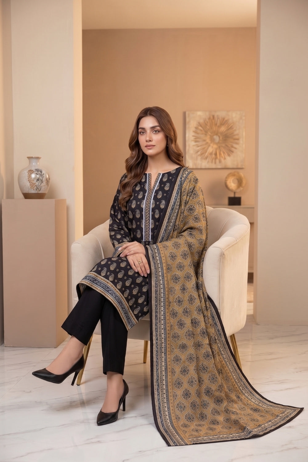 Mushtaq 3Pcs Unstitched Cotton Suit Hiba Collection Desgin - 1