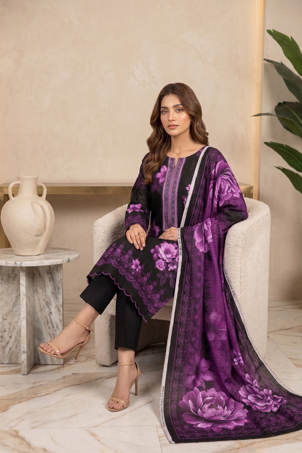 Mushtaq 3Pcs Unstitched Marya Premium Linen Desgin - 1