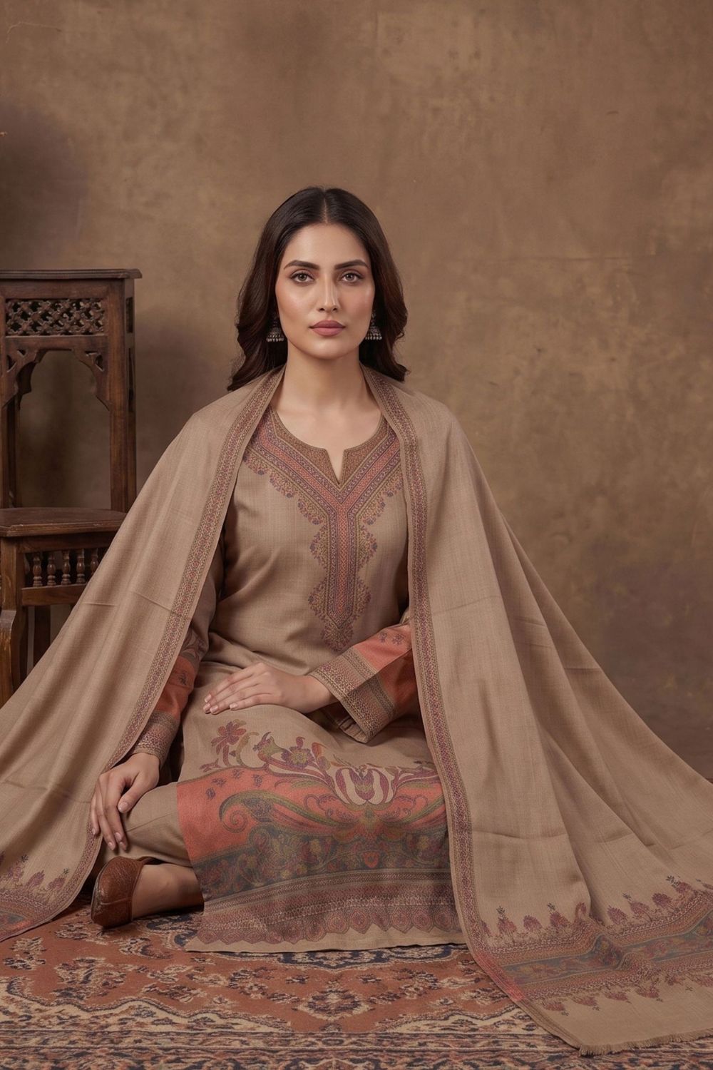Ammar 3Pcs Unstitched Kaani Wool Jacquard Shirt Desgin - 1