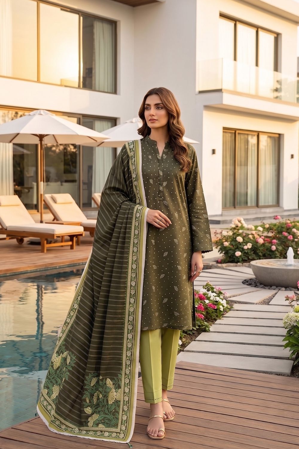 Mushtaq 3Pcs Unstitched Printed Lawn Sapphire Collection Desgin - 11